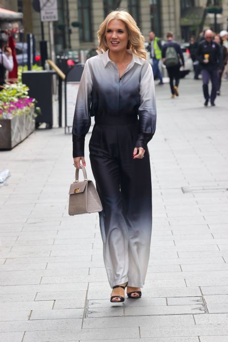 Charlotte Hawkins – Rocks in a two tone pants suit at Classic FM in London