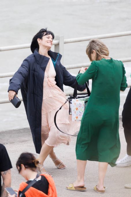 Lily Allen – With Freema Agyeman on set of Dreamland in Margate