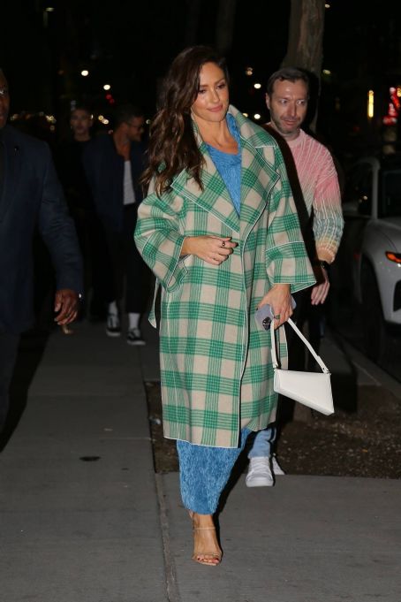 Minka Kelly – Wears light green coat while out in New York